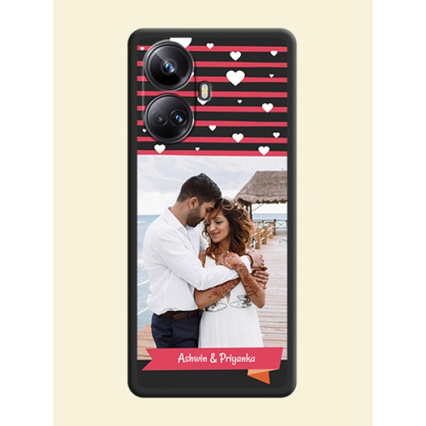 White Color Love Symbols with Pink Lines Pattern on Space Black Custom Soft Matte Phone Cases - Realme 10 Pro Plus 5G White Color Love Symbols with Pink Lines Pattern on Space Black Custom Soft Matte Phone Cases - Realme 10 Pro Plus 5G