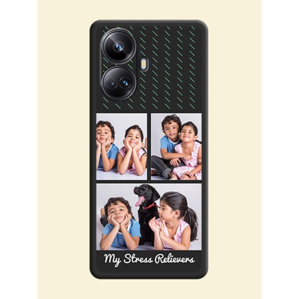 Cross Dotted Pattern with 2 Image Holder on Personalised Space Black Soft Matte Cases - Realme 10 Pro Plus 5G Cross Dotted Pattern with 2 Image Holder on Personalised Space Black Soft Matte Cases - Realme 10 Pro Plus 5G