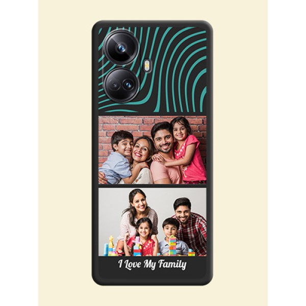Wave Pattern with 2 Image Holder on Space Black Personalized Soft Matte Phone Covers - Realme 10 Pro Plus 5G Wave Pattern with 2 Image Holder on Space Black Personalized Soft Matte Phone Covers - Realme 10 Pro Plus 5G