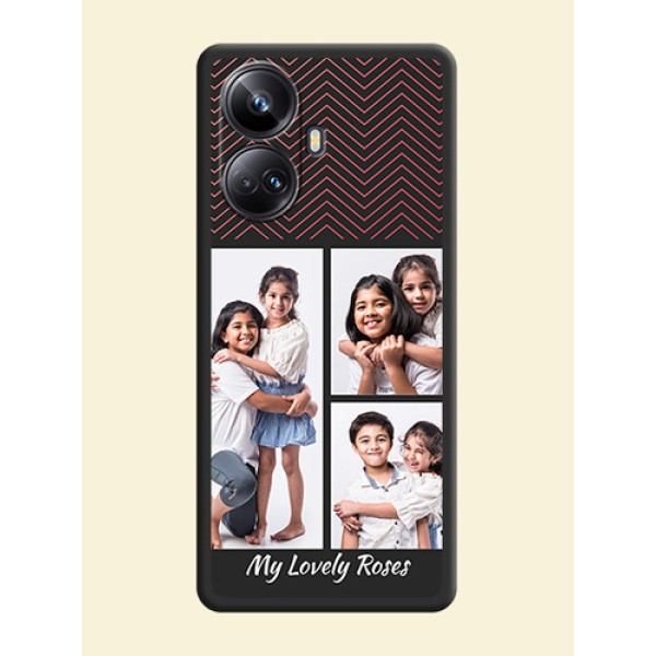 Wave Pattern with 3 Image Holder on Space Black Custom Soft Matte Back Cover - Realme 10 Pro Plus 5G Wave Pattern with 3 Image Holder on Space Black Custom Soft Matte Back Cover - Realme 10 Pro Plus 5G