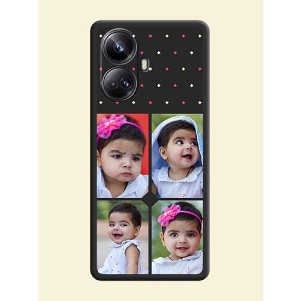 Multicolor Dotted Pattern with 4 Image Holder on Space Black Custom Soft Matte Phone Cases - Realme 10 Pro Plus 5G Multicolor Dotted Pattern with 4 Image Holder on Space Black Custom Soft Matte Phone Cases - Realme 10 Pro Plus 5G