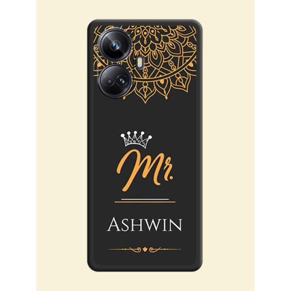 Mr Name with Floral Design on Personalised Space Black Soft Matte Cases - Realme 10 Pro Plus 5G Mr Name with Floral Design on Personalised Space Black Soft Matte Cases - Realme 10 Pro Plus 5G