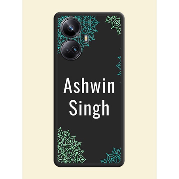 Your Name with Floral Design on Space Black Custom Soft Matte Back Cover - Realme 10 Pro Plus 5G Your Name with Floral Design on Space Black Custom Soft Matte Back Cover - Realme 10 Pro Plus 5G
