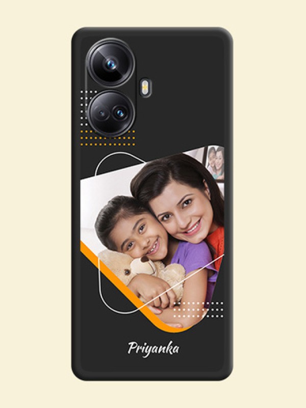 Yellow Triangle on Photo on Space Black Soft Matte Phone Cover - Realme 10 Pro Plus 5G