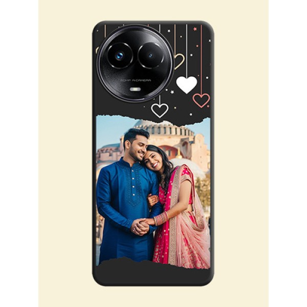 Love Hangings with Splash Wave Picture On Space Black Custom Soft Matte Mobile Back Cover - Realme 11 5G Love Hangings with Splash Wave Picture On Space Black Custom Soft Matte Mobile Back Cover - Realme 11 5G