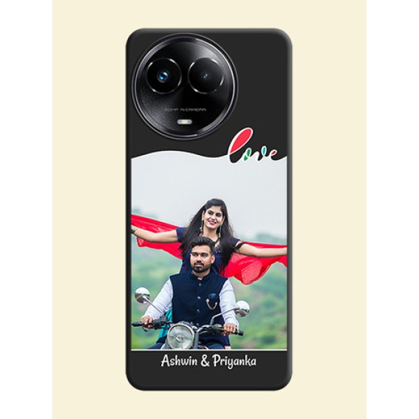 Fall in Love Pattern with Picture on Photo On Space Black Custom Soft Matte Mobile Back Cover - Realme 11 5G Fall in Love Pattern with Picture on Photo On Space Black Custom Soft Matte Mobile Back Cover - Realme 11 5G