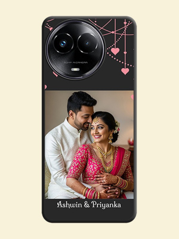 Pink Love Hangings with Text On Space Black Custom Soft Matte Mobile Back Cover - Realme 11 5G