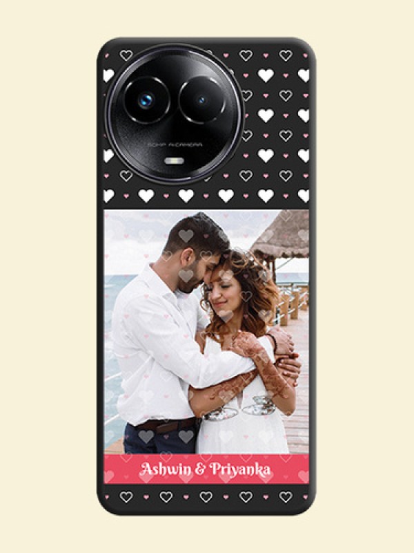 White Color Love Symbols with Text Design on Photo On Space Black Custom Soft Matte Mobile Back Cover - Realme 11 5G