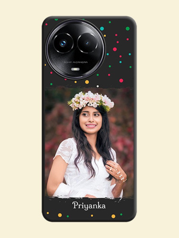 Multicolor Dotted Pattern with Text  On Space Black Custom Soft Matte Mobile Back Cover - Realme 11 5G