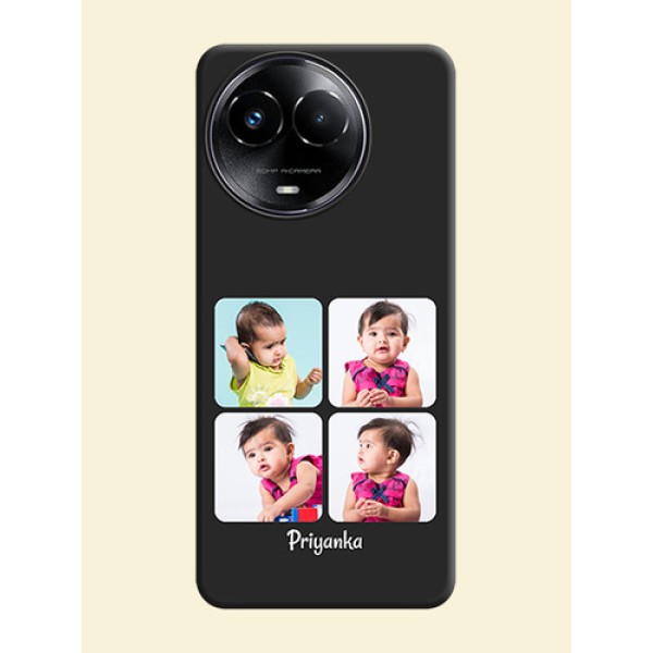 Floral Art with 6 Image Holder on Photo On Space Black Custom Soft Matte Mobile Back Cover - Realme 11 5G Floral Art with 6 Image Holder on Photo On Space Black Custom Soft Matte Mobile Back Cover - Realme 11 5G
