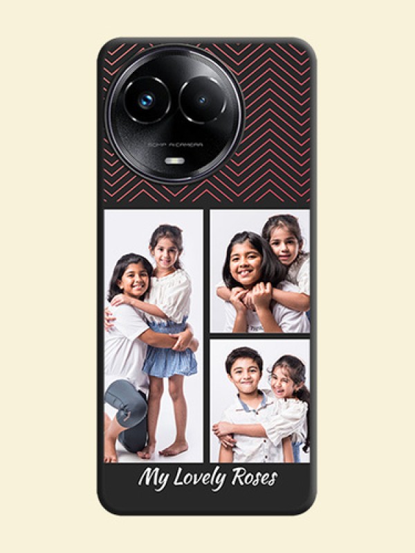 Wave Pattern with 3 Image Holder On Space Black Custom Soft Matte Mobile Back Cover - Realme 11 5G