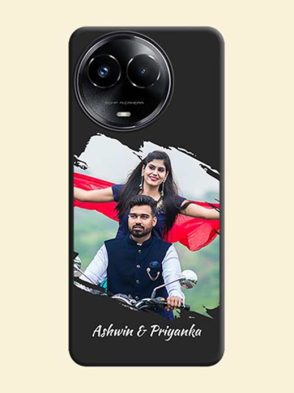 Grunge Brush Strokes on Photo  On Space Black Custom Soft Matte Mobile Back Cover - Realme 11 5G
