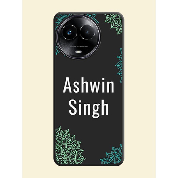 Your Name with Floral Design On Space Black Custom Soft Matte Mobile Back Cover - Realme 11 5G Your Name with Floral Design On Space Black Custom Soft Matte Mobile Back Cover - Realme 11 5G