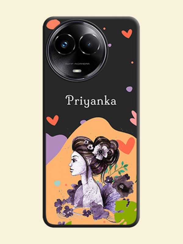 Namecase For Her With Fancy Lady Image On Space Black Custom Soft Matte Mobile Back Cover - Realme 11 5G