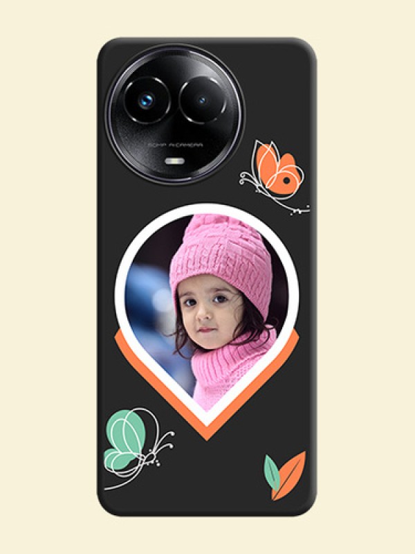Upload Pic With Simple Butterly Design On Space Black Custom Soft Matte Mobile Back Cover - Realme 11 5G