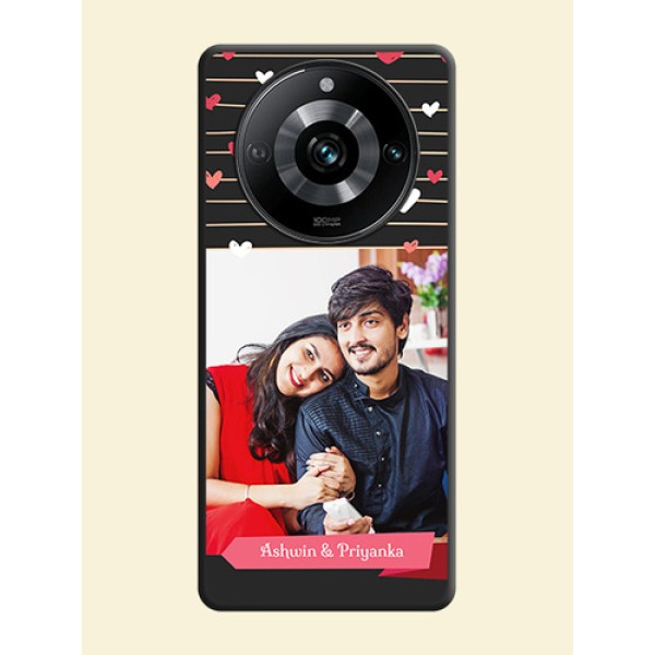 Love Pattern with Name on Pink Ribbon - Photo on Space Black Soft Matte Back Cover - Realme 11 Pro 5G Love Pattern with Name on Pink Ribbon - Photo on Space Black Soft Matte Back Cover - Realme 11 Pro 5G