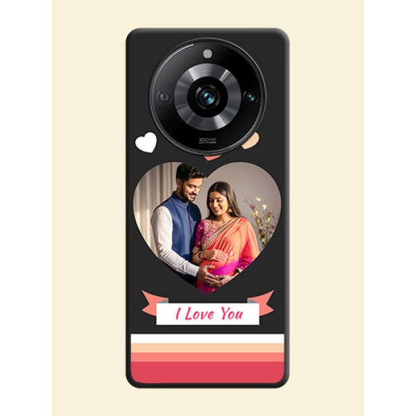 Love Shaped Photo with Colorful Stripes on Personalised Space Black Soft Matte Cases - Realme 11 Pro 5G Love Shaped Photo with Colorful Stripes on Personalised Space Black Soft Matte Cases - Realme 11 Pro 5G
