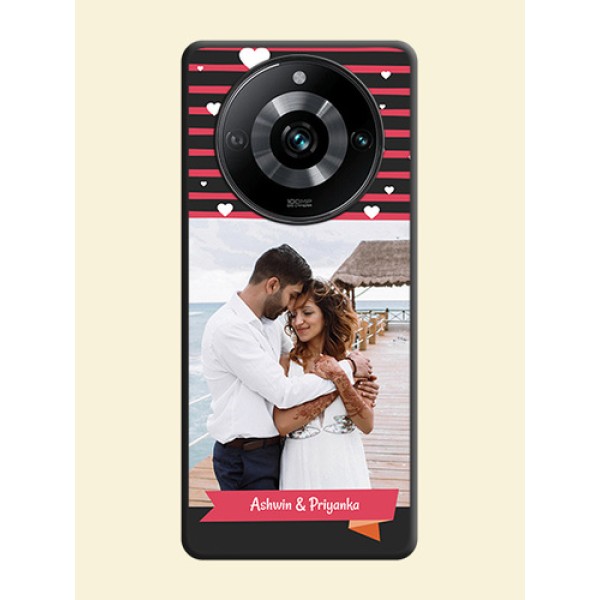 White Color Love Symbols with Pink Lines Pattern on Space Black Custom Soft Matte Phone Cases - Realme 11 Pro 5G White Color Love Symbols with Pink Lines Pattern on Space Black Custom Soft Matte Phone Cases - Realme 11 Pro 5G