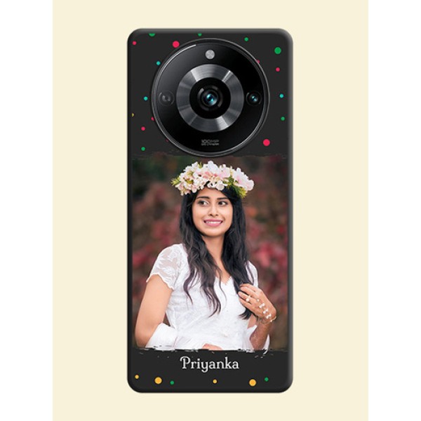 Multicolor Dotted Pattern with Text on Space Black Custom Soft Matte Phone Back Cover - Realme 11 Pro 5G Multicolor Dotted Pattern with Text on Space Black Custom Soft Matte Phone Back Cover - Realme 11 Pro 5G