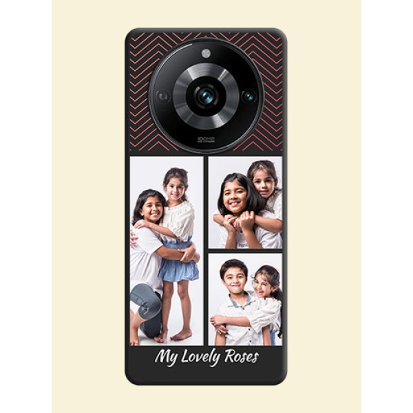 Wave Pattern with 3 Image Holder on Space Black Custom Soft Matte Back Cover - Realme 11 Pro 5G Wave Pattern with 3 Image Holder on Space Black Custom Soft Matte Back Cover - Realme 11 Pro 5G