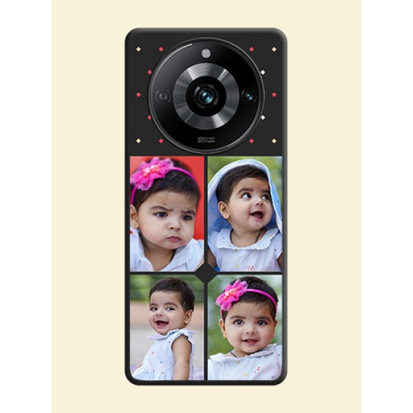 Multicolor Dotted Pattern with 4 Image Holder on Space Black Custom Soft Matte Phone Cases - Realme 11 Pro 5G Multicolor Dotted Pattern with 4 Image Holder on Space Black Custom Soft Matte Phone Cases - Realme 11 Pro 5G
