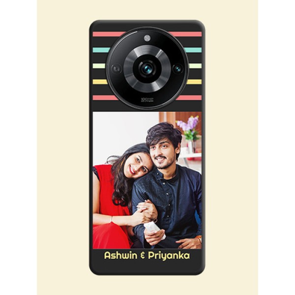 Color Stripes with Photo and Text - Photo on Space Black Soft Matte Mobile Case - Realme 11 Pro 5G Color Stripes with Photo and Text - Photo on Space Black Soft Matte Mobile Case - Realme 11 Pro 5G