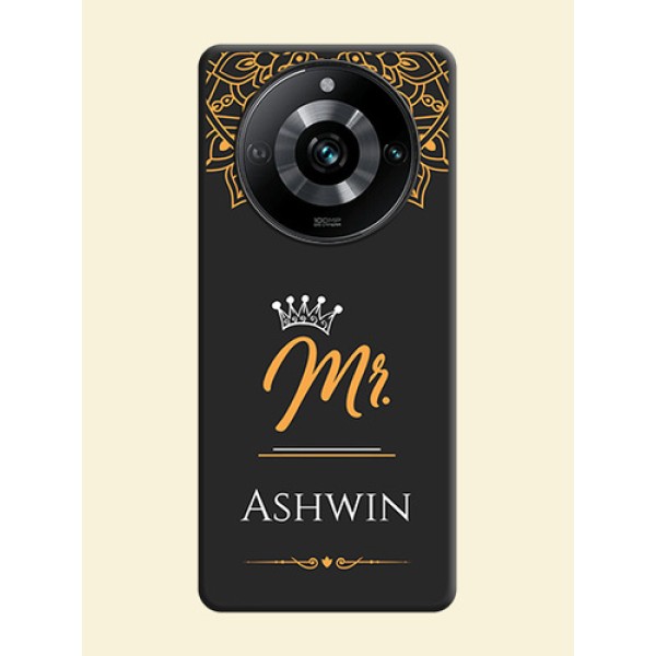 Mr Name with Floral Design on Personalised Space Black Soft Matte Cases - Realme 11 Pro 5G