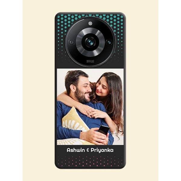 Faded Dots with Grunge Photo Frame and Text on Space Black Custom Soft Matte Phone Cases - Realme 11 Pro 5G Faded Dots with Grunge Photo Frame and Text on Space Black Custom Soft Matte Phone Cases - Realme 11 Pro 5G