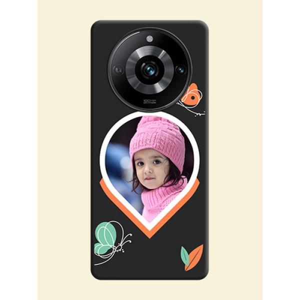 Upload Pic With Simple Butterly Design On Space Black Personalized Soft Matte Phone Covers - Realme 11 Pro 5G Upload Pic With Simple Butterly Design On Space Black Personalized Soft Matte Phone Covers - Realme 11 Pro 5G