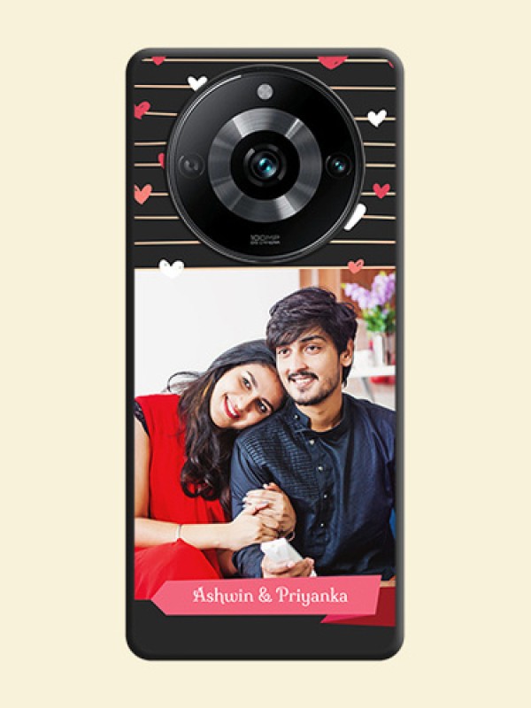 Love Pattern with Name on Pink Ribbon - Photo on Space Black Soft Matte Back Cover - Realme 11 Pro Plus 5G