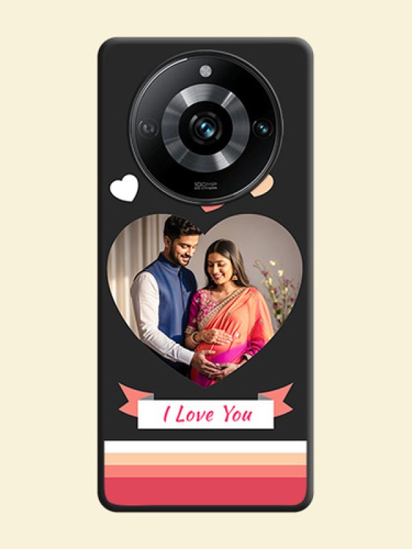 Love Shaped Photo with Colorful Stripes on Personalised Space Black Soft Matte Cases - Realme 11 Pro Plus 5G