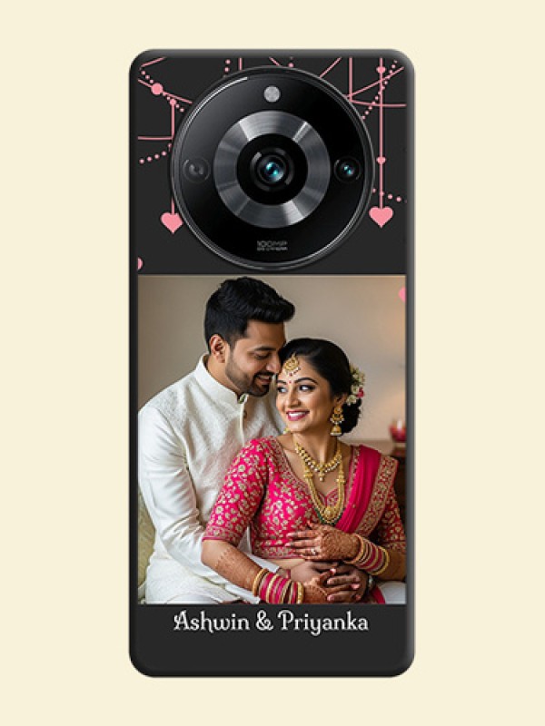 Pink Love Hangings with Text on Space Black Custom Soft Matte Back Cover - Realme 11 Pro Plus 5G