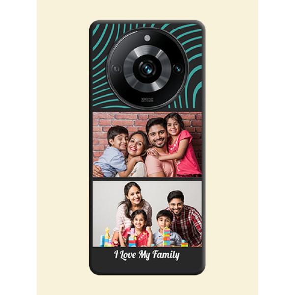 Wave Pattern with 2 Image Holder on Space Black Personalized Soft Matte Phone Covers - Realme 11 Pro Plus 5G Wave Pattern with 2 Image Holder on Space Black Personalized Soft Matte Phone Covers - Realme 11 Pro Plus 5G