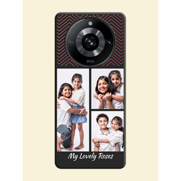 Wave Pattern with 3 Image Holder on Space Black Custom Soft Matte Back Cover - Realme 11 Pro Plus 5G Wave Pattern with 3 Image Holder on Space Black Custom Soft Matte Back Cover - Realme 11 Pro Plus 5G