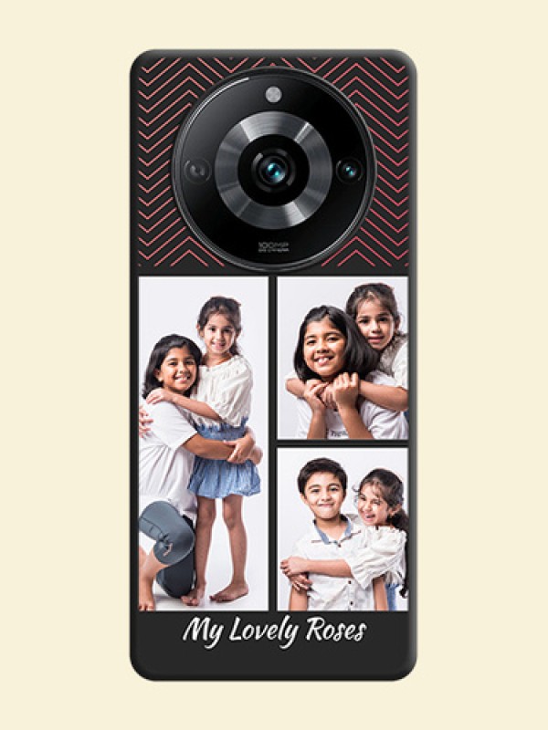 Wave Pattern with 3 Image Holder on Space Black Custom Soft Matte Back Cover - Realme 11 Pro Plus 5G