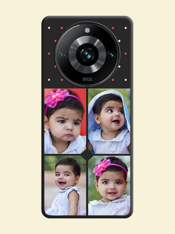 Multicolor Dotted Pattern with 4 Image Holder on Space Black Custom Soft Matte Phone Cases - Realme 11 Pro Plus 5G
