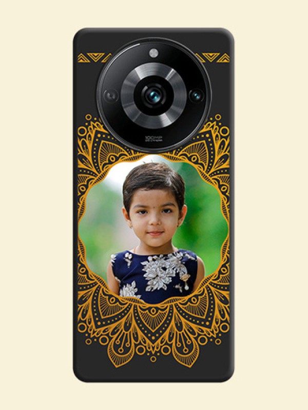 Round Image with Floral Design - Photo on Space Black Soft Matte Mobile Cover - Realme 11 Pro Plus 5G