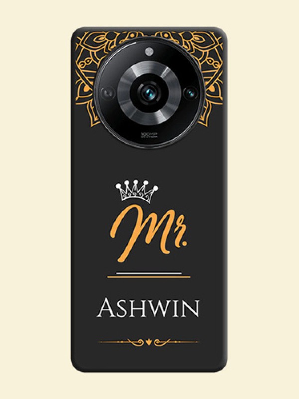 Mr Name with Floral Design on Personalised Space Black Soft Matte Cases - Realme 11 Pro Plus 5G