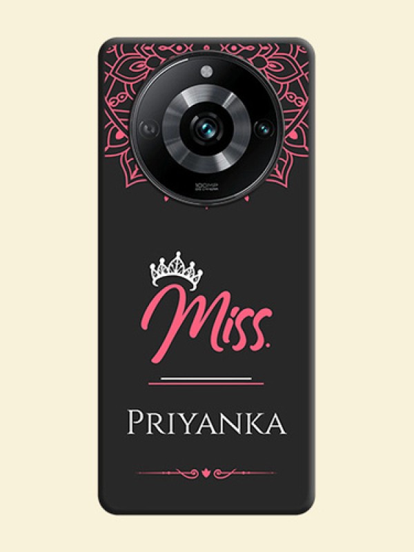 Mrs Name with Floral Design on Space Black Personalized Soft Matte Phone Covers - Realme 11 Pro Plus 5G