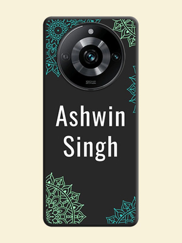 Your Name with Floral Design on Space Black Custom Soft Matte Back Cover - Realme 11 Pro Plus 5G