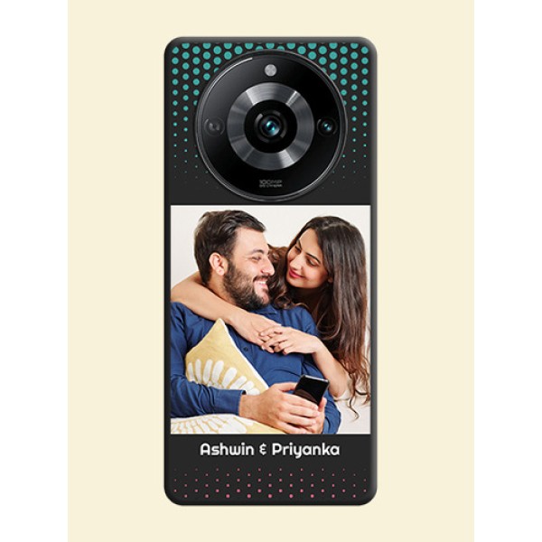Faded Dots with Grunge Photo Frame and Text on Space Black Custom Soft Matte Phone Cases - Realme 11 Pro Plus 5G Faded Dots with Grunge Photo Frame and Text on Space Black Custom Soft Matte Phone Cases - Realme 11 Pro Plus 5G