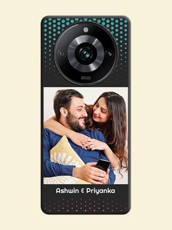Faded Dots with Grunge Photo Frame and Text on Space Black Custom Soft Matte Phone Cases - Realme 11 Pro Plus 5G