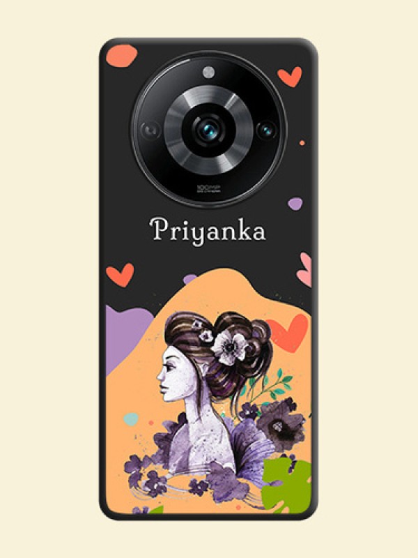 Namecase For Her With Fancy Lady Image On Space Black Personalized Soft Matte Phone Covers - Realme 11 Pro Plus 5G