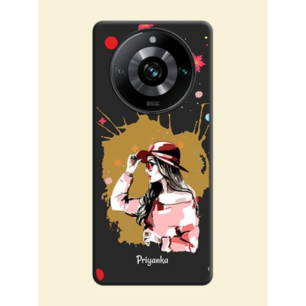 Mordern Lady With Color Splash Background With Custom Text On Space Black Personalized Soft Matte Phone Covers - Realme 11 Pro Plus 5G