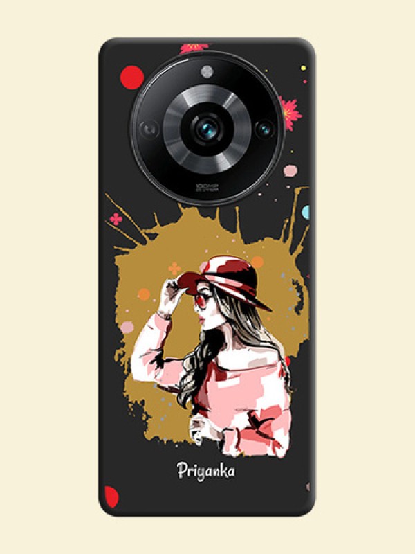 Mordern Lady With Color Splash Background With Custom Text On Space Black Personalized Soft Matte Phone Covers - Realme 11 Pro Plus 5G