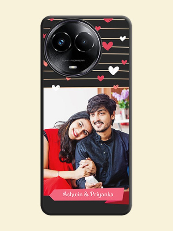 Love Pattern with Name on Pink Ribbon  on Photo On Space Black Custom Soft Matte Mobile Back Cover - Realme 11X 5G