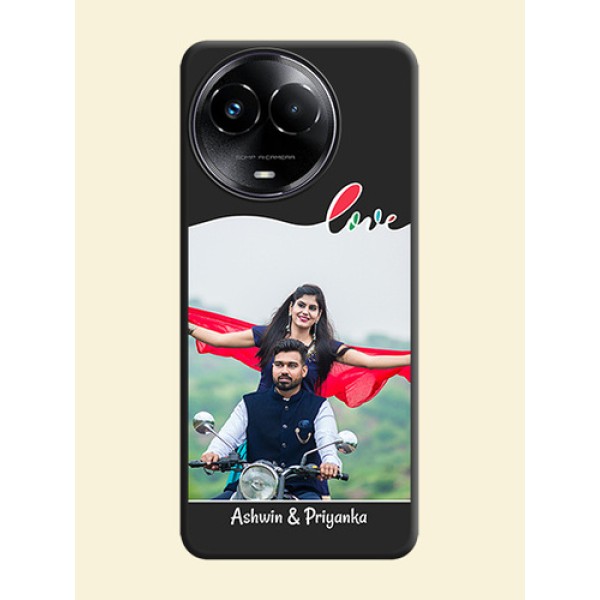 Fall in Love Pattern with Picture on Photo On Space Black Custom Soft Matte Mobile Back Cover - Realme 11X 5G Fall in Love Pattern with Picture on Photo On Space Black Custom Soft Matte Mobile Back Cover - Realme 11X 5G