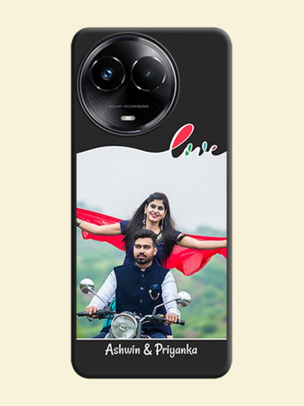 Fall in Love Pattern with Picture on Photo On Space Black Custom Soft Matte Mobile Back Cover - Realme 11X 5G