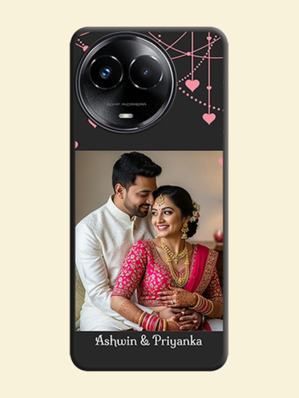 Pink Love Hangings with Text On Space Black Custom Soft Matte Mobile Back Cover - Realme 11X 5G