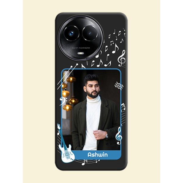 Musical Theme Design with Text on Photo On Space Black Custom Soft Matte Mobile Back Cover - Realme 11X 5G Musical Theme Design with Text on Photo On Space Black Custom Soft Matte Mobile Back Cover - Realme 11X 5G